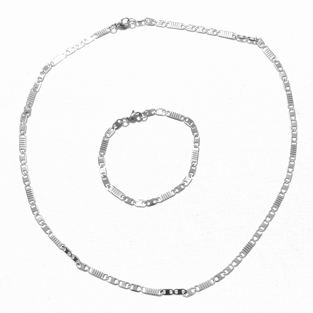 Stainless Steel  Mariner Chain Necklace & Bracelet Set
